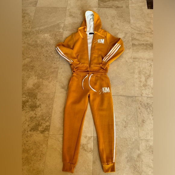K.I.M 2 Piece Workout Sherpa-Lined Set Full-Zip Hoodie And Matching Pants Size M - Picture 3 of 7
